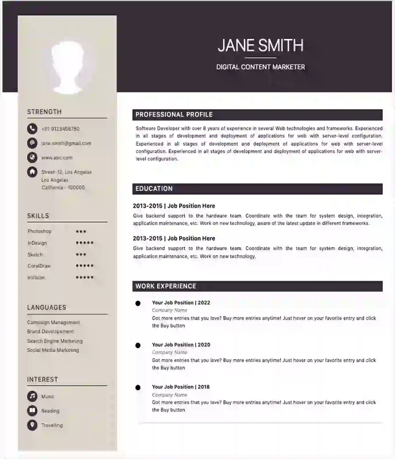 Brown resume template