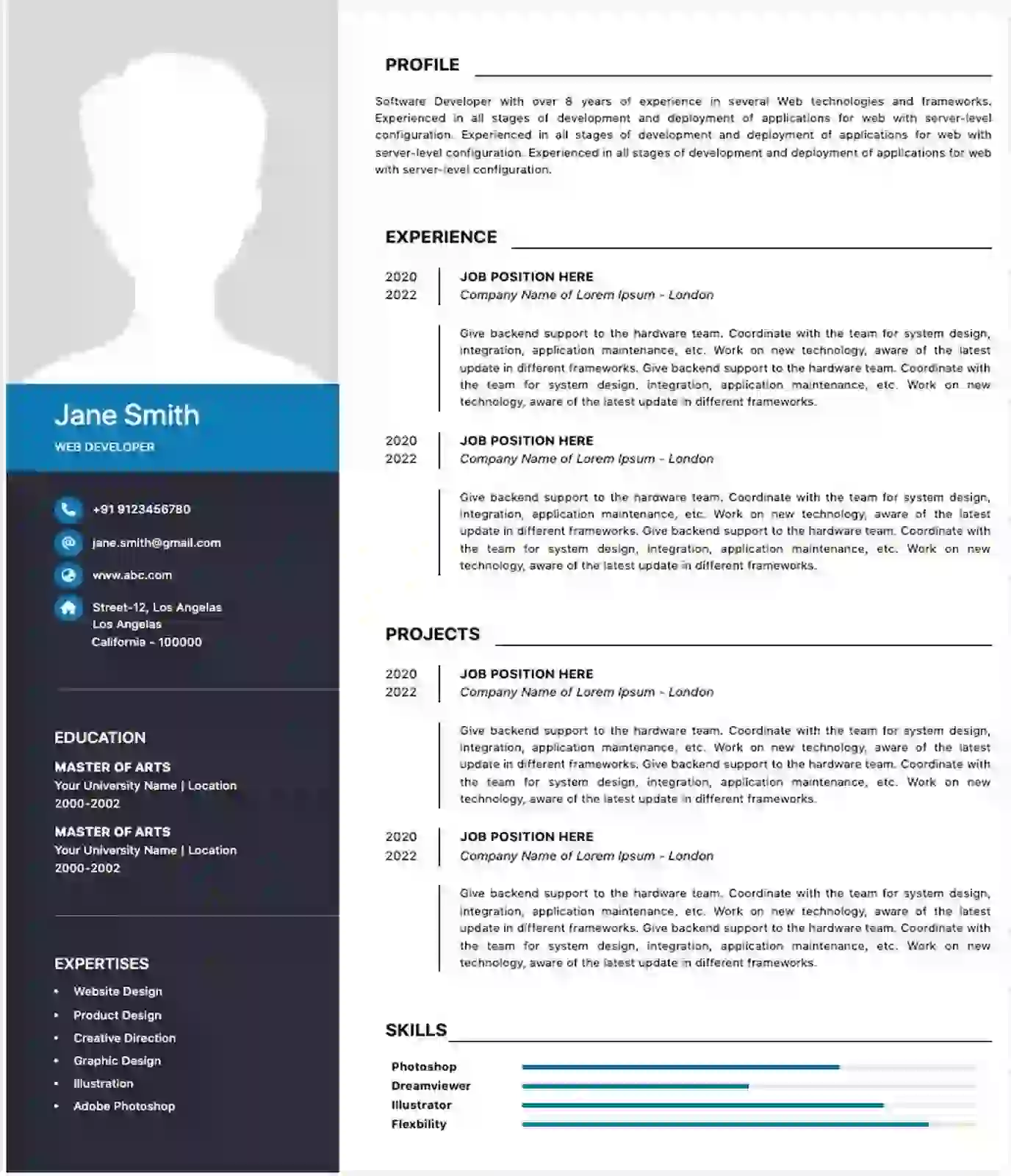 Navy Blue resume template